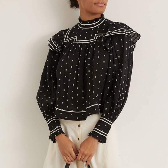🌸NWT ulla johnson ester blouse in eclipse dot - Picture 8 of 13